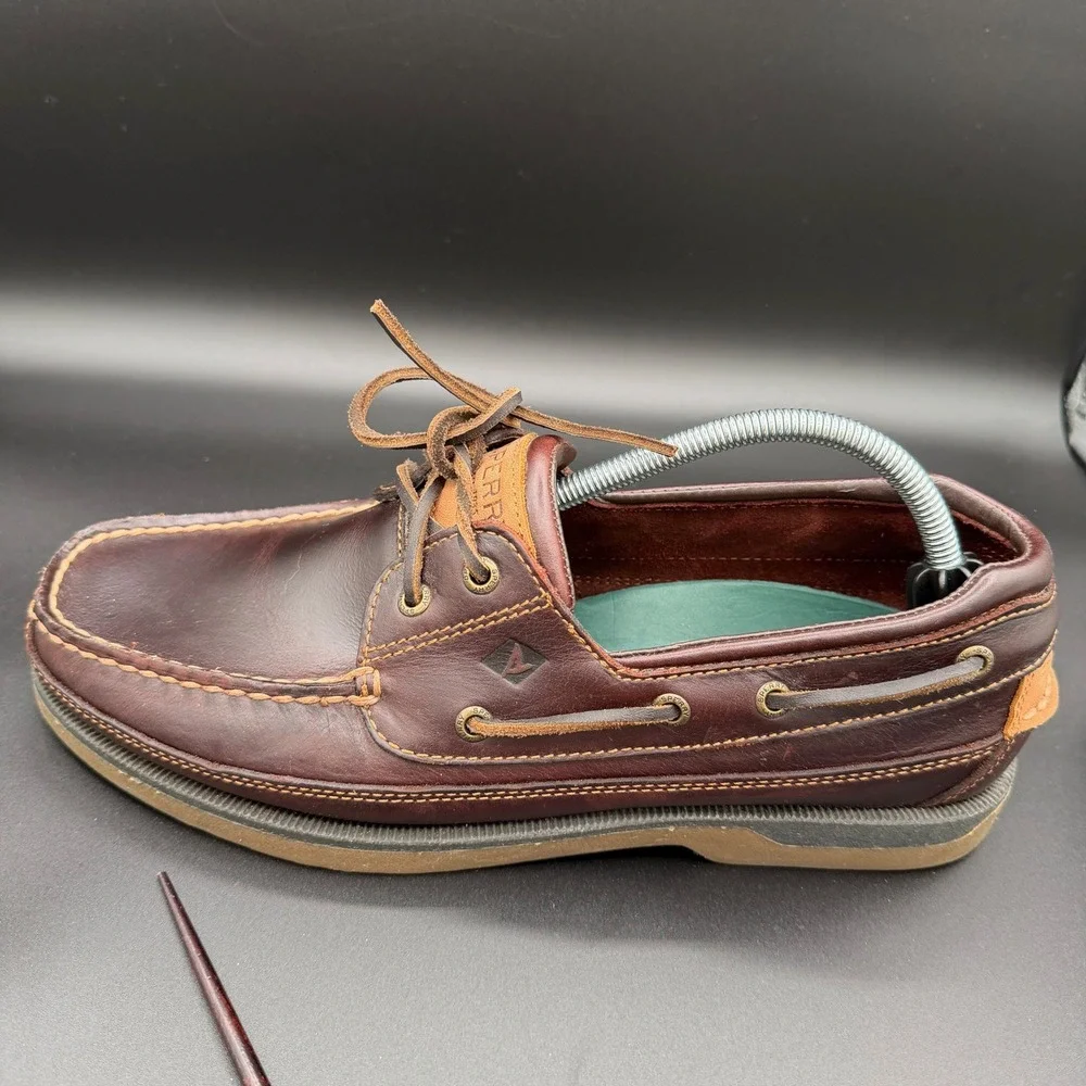 Sperry Mens Mako 2-Eye Canoe Moc Boat Shoes Amaretto Leather 0764027 Size 11